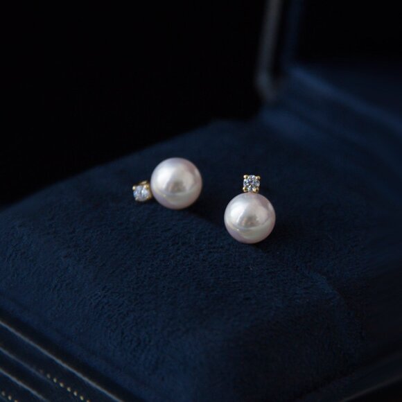 New S925 Sterling Silver Silver Needle Four Prong Set Solitaire Diamond Pearl Ea - Picture 4 of 6